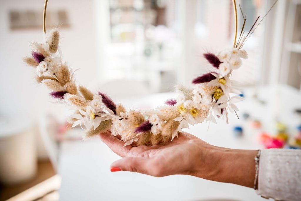 Ein Trockenblumen Hoop, als Beispiel aus meinem Workshop.