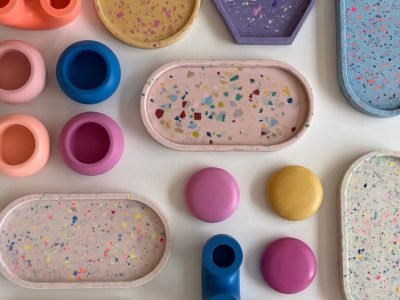 Terrazzo-Tabletts und Schalen